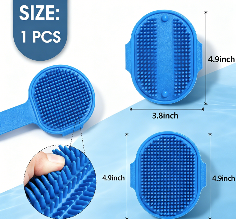 Dog Grooming Brush, Pet Shampoo Bath Brush Soothing Massage Rubber Comb
