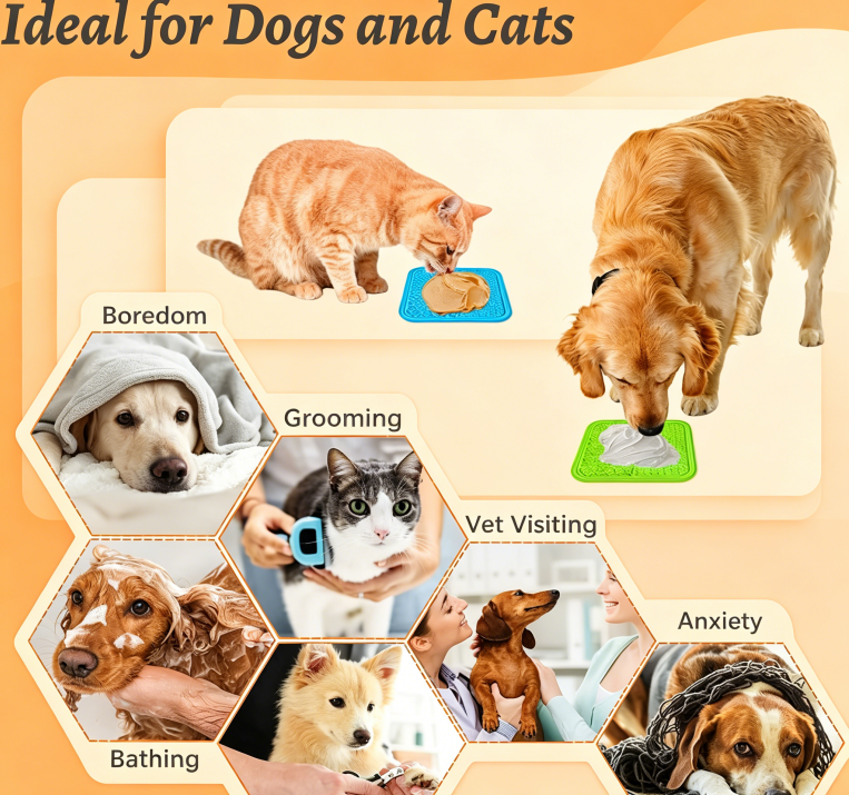 2PCS Small Lick Mat for Dogs and Cats, Licking Mats for Dog Anxiety Relief, Cat Peanut Butter Lick Pad