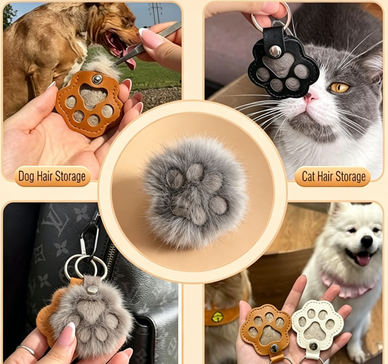 Cat Dog Hair Storage Keychain, Cat & Dog Lovers Gifts, Pet Hair Keychain