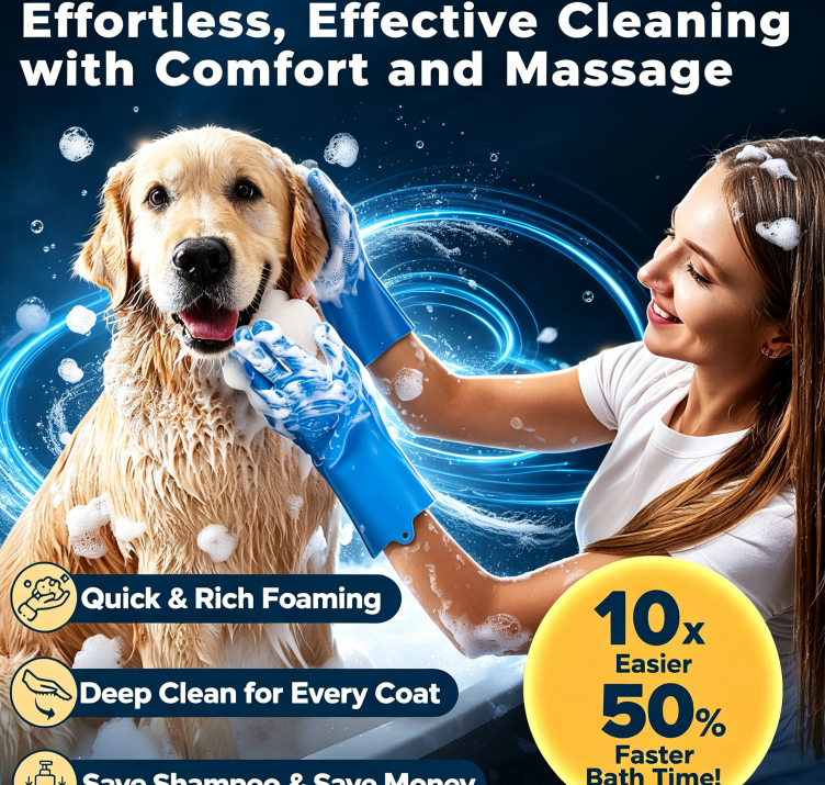 6PCS Grooming & Bath Supplies for Dogs, Cats | Dog Washing Gloves | Dog Bath Brush | Dog Shower Brush