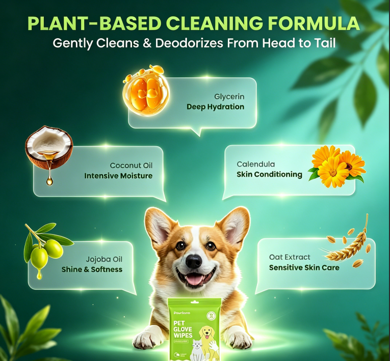 12PCS Hypoallergenic Pet Glove Wipes for Dogs, Cats & Small Animals