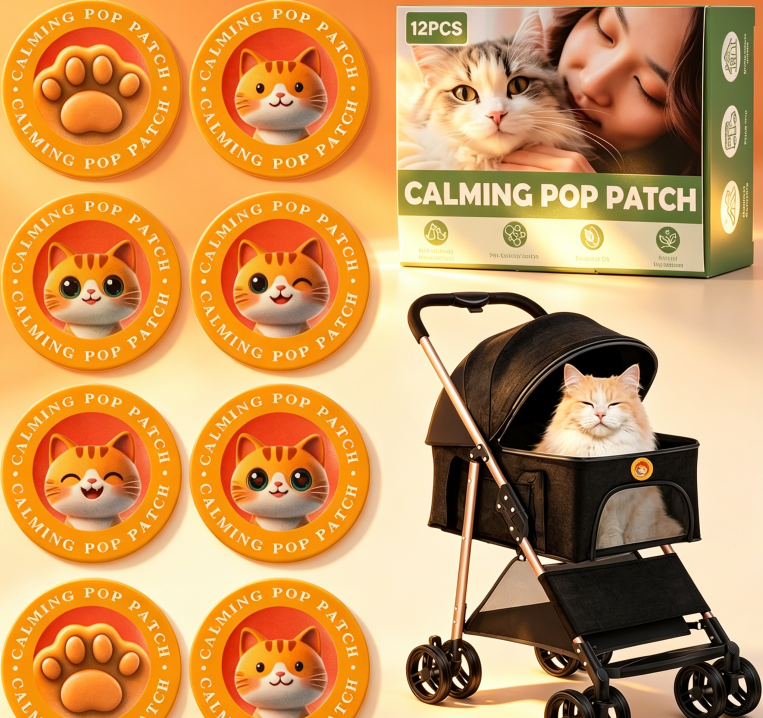 Granatan Calming Pop Patch for Cat Travel, Pheromone Diffuser for Cats
