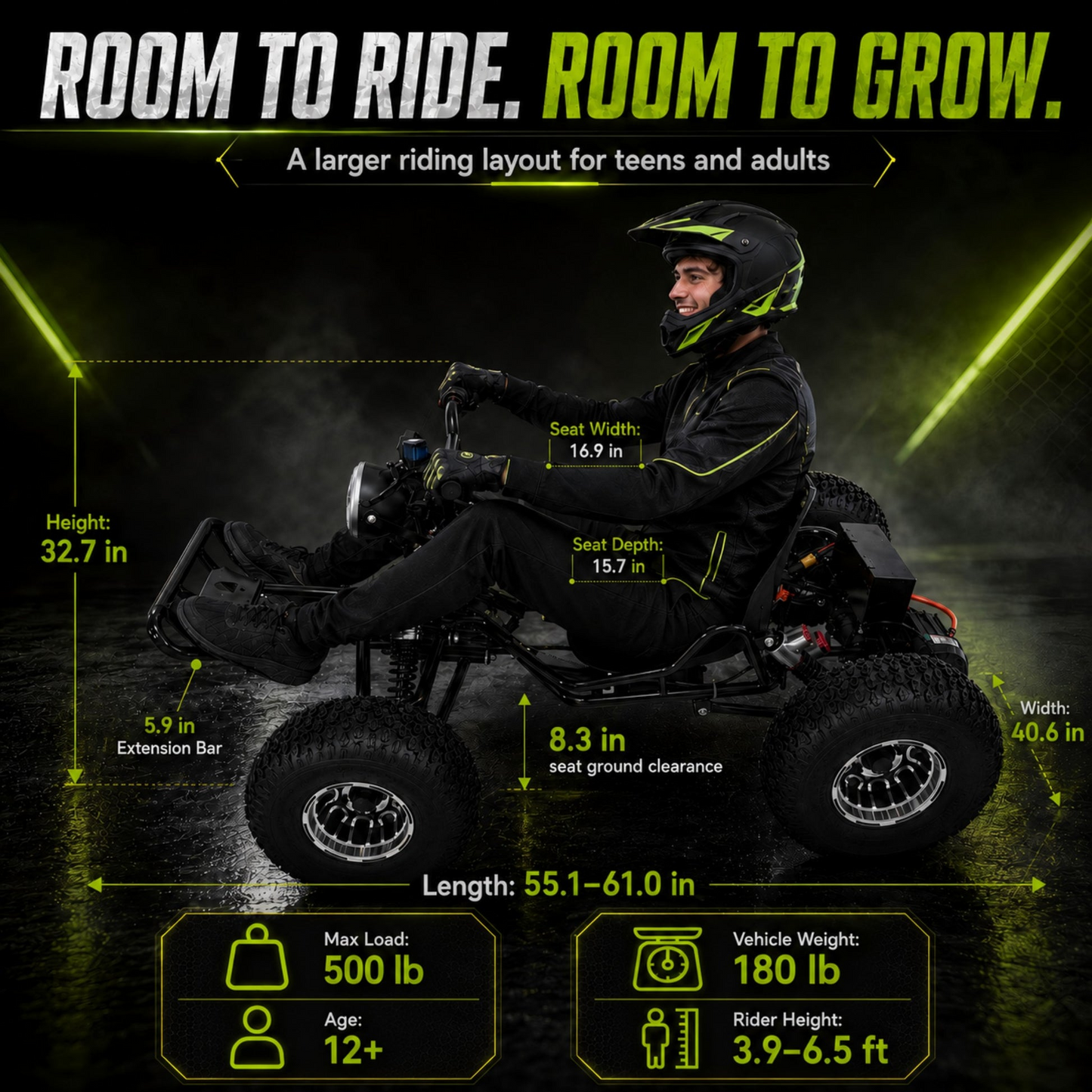 48V 20Ah Electric Off‑Road Go Kart | Peak 4000W, 31 MPH, 30‑Mile Range for Teens & Adults