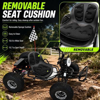 48V 20Ah Electric Off‑Road Go Kart | Peak 4000W, 31 MPH, 30‑Mile Range for Teens & Adults