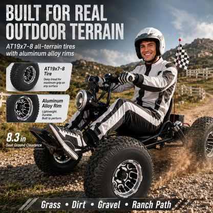 48V 20Ah Electric Off‑Road Go Kart | Peak 4000W, 31 MPH, 30‑Mile Range for Teens & Adults