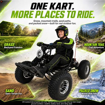 48V 20Ah Electric Off‑Road Go Kart | Peak 4000W, 31 MPH, 30‑Mile Range for Teens & Adults