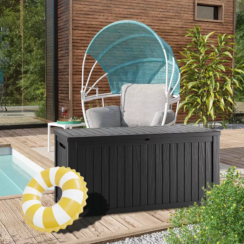 180‑Gallon Waterproof Outdoor Storage Box | Lockable Patio Deck Chest for Cushions, Pool & Garden Gear, Black