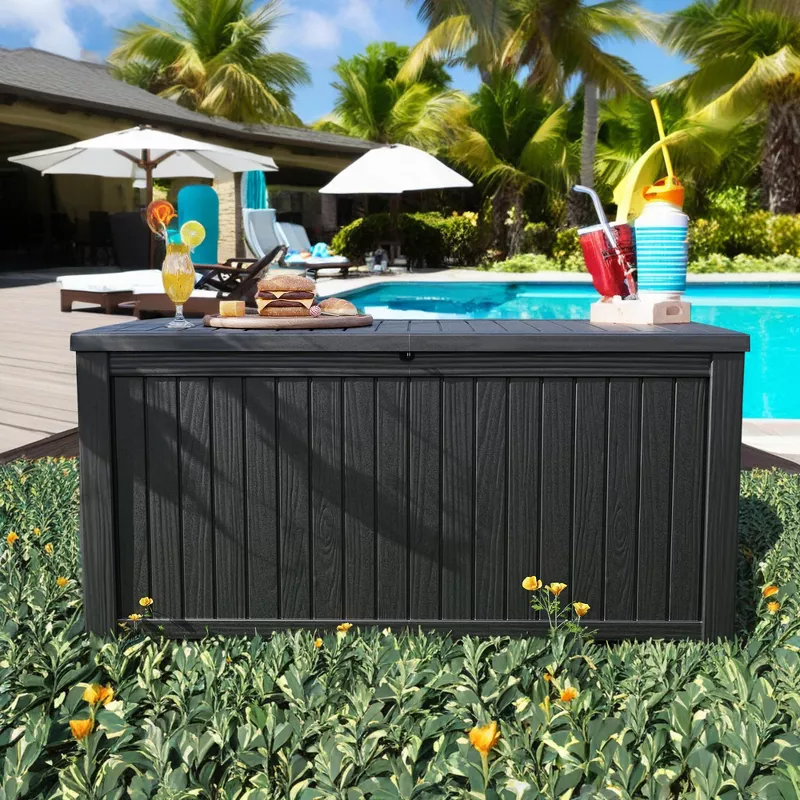 180‑Gallon Waterproof Outdoor Storage Box | Lockable Patio Deck Chest for Cushions, Pool & Garden Gear, Black