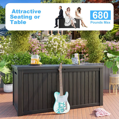 180‑Gallon Waterproof Outdoor Storage Box | Lockable Patio Deck Chest for Cushions, Pool & Garden Gear, Black