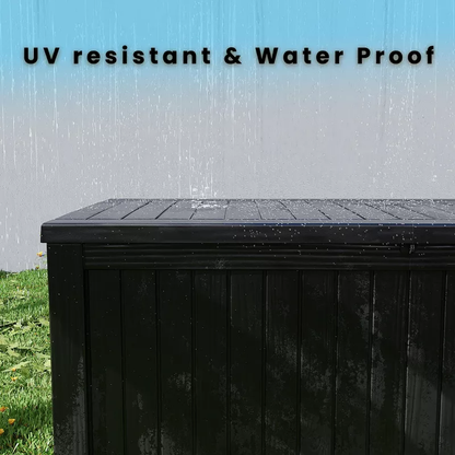 180‑Gallon Waterproof Outdoor Storage Box | Lockable Patio Deck Chest for Cushions, Pool & Garden Gear, Black